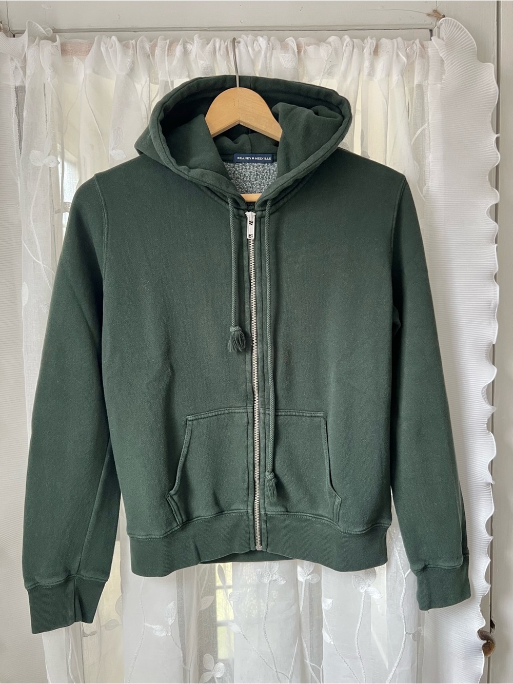 Brandy Melville Forest Green Zip Hoodie